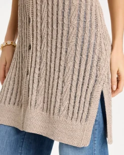 Faucet V-Neck Long Cardigan Vest