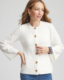 Faux Horn Button-Up Cardigan