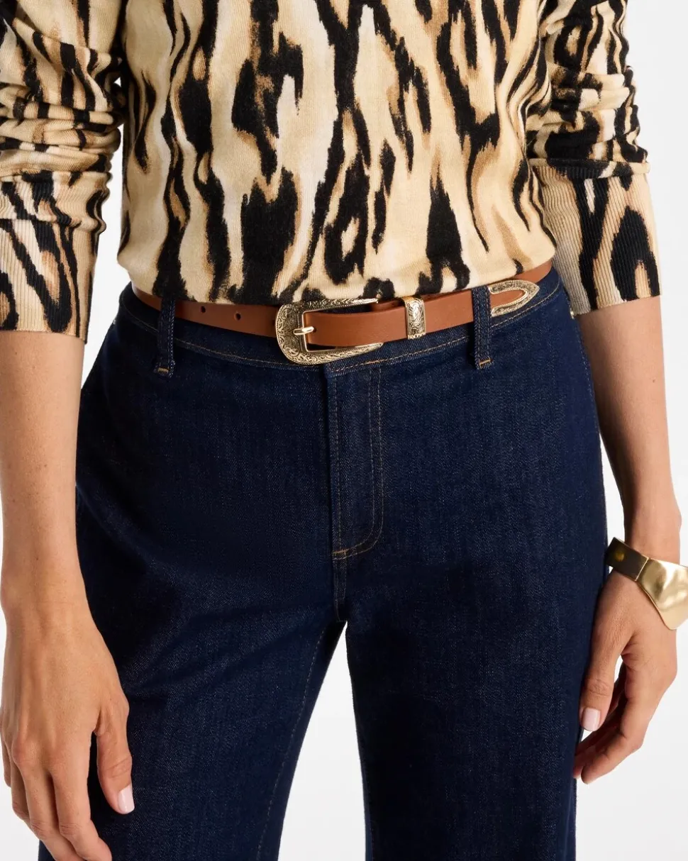 Faux Leather Skinny Belt