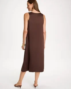 Faux Satin Sleeveless Dress
