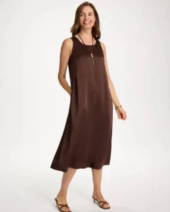 Faux Satin Sleeveless Dress