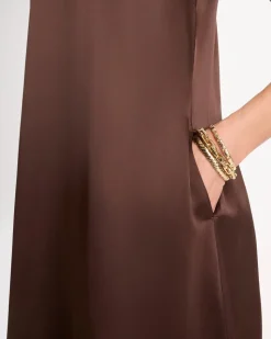 Faux Satin Sleeveless Dress