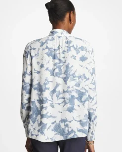 Faux Silk Mockneck Blouse