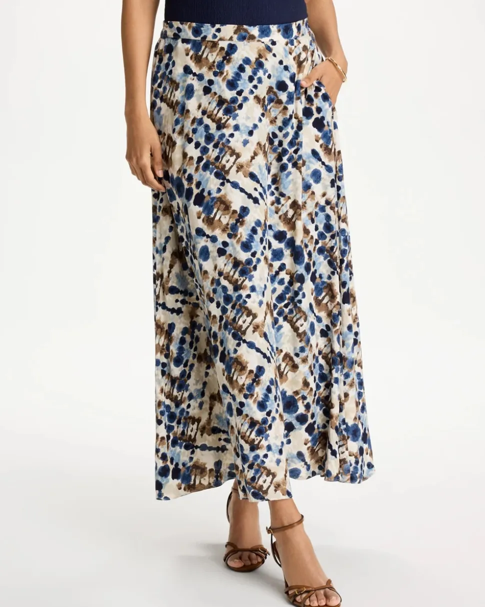 Faux Silk Printed Maxi Skirt