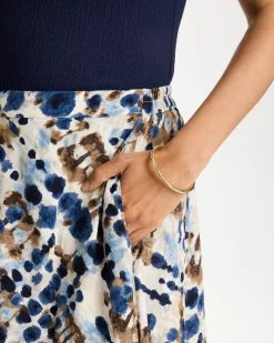 Faux Silk Printed Maxi Skirt