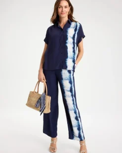 Faux Silk Tie-Dye Colorblock Top