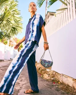 Faux Silk Tie-Dye Palazzo Pants