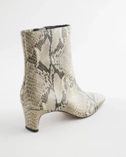 Faux Snakeskin Skinny Heel Ankle Boot