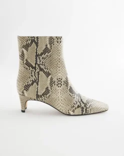 Faux Snakeskin Skinny Heel Ankle Boot