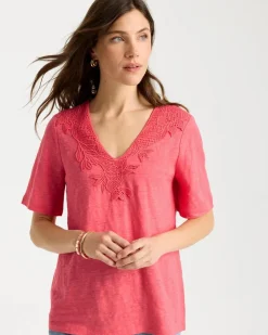 Flora Lace V-Neck Tee