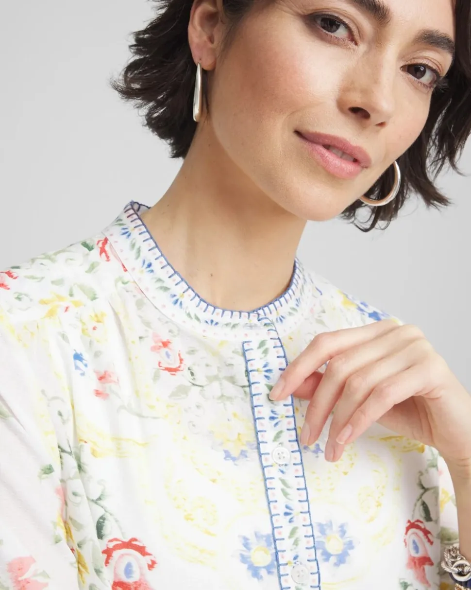 Floral Billow-Sleeve Blouse