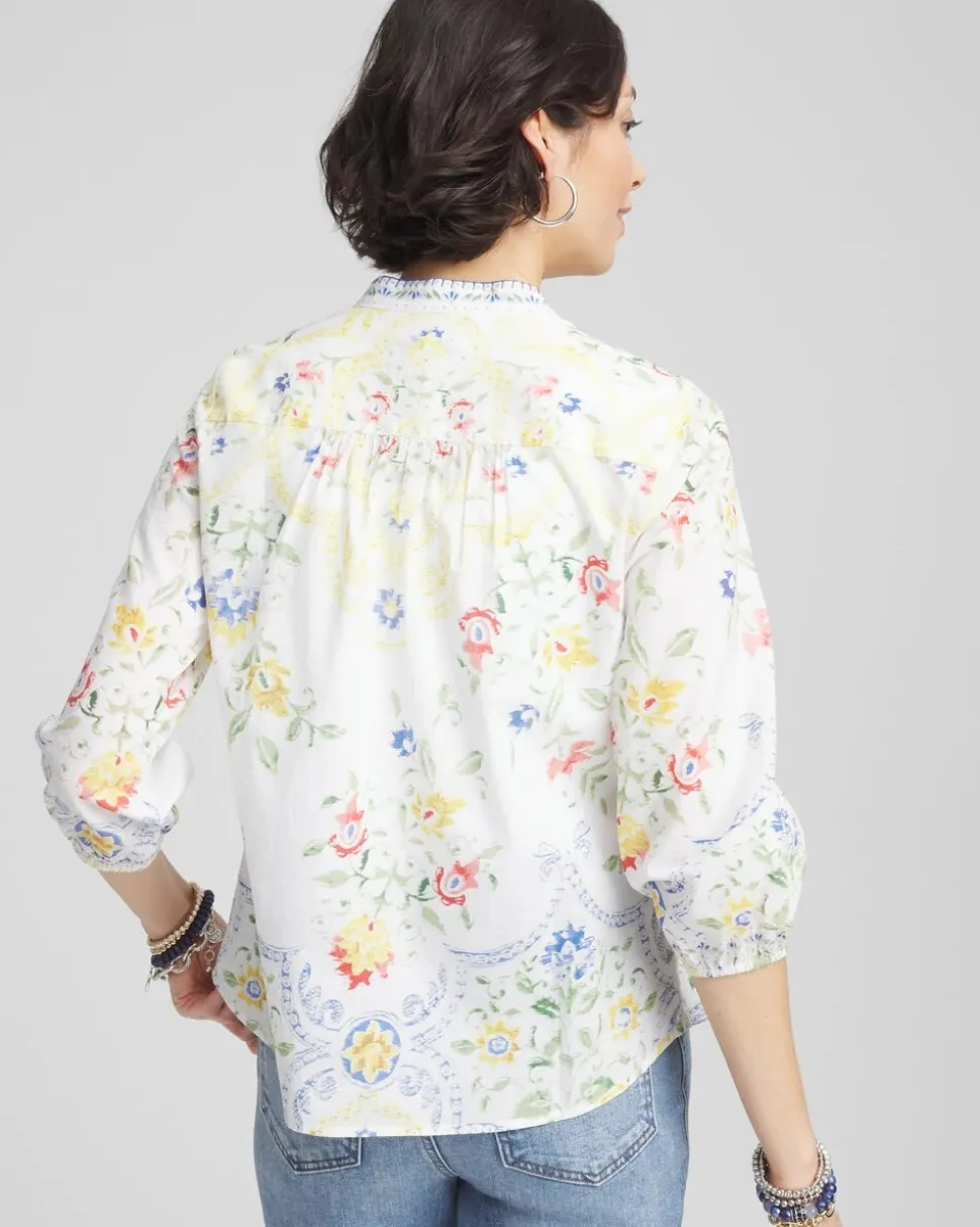 Floral Billow-Sleeve Blouse