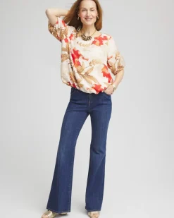 Floral Bubble-Hem Blouse