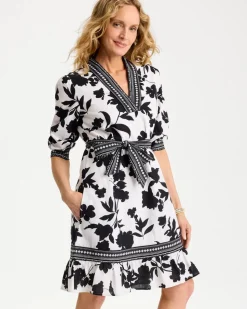 Floral Cotton-Linen Belted Dress