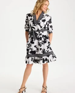 Floral Cotton-Linen Belted Dress