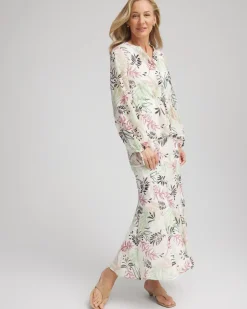 Floral Embroidered Crinkle Maxi Skirt