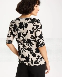 Flora Linen Ruched Sleeve Tee