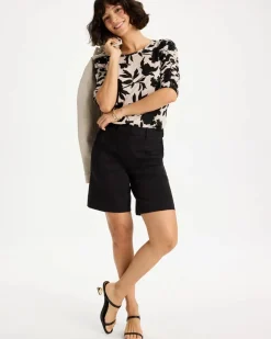 Flora Linen Ruched Sleeve Tee