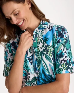 Floral Linen-Cotton Popover Dress