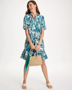 Floral Linen-Cotton Popover Dress