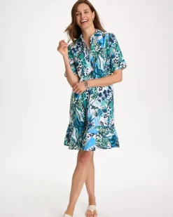 Floral Linen-Cotton Popover Dress