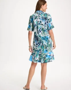 Floral Linen-Cotton Popover Dress