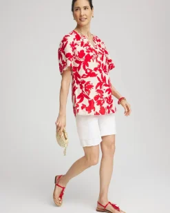Floral Linen Popover Shirt
