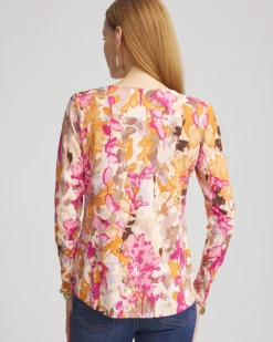 Floral Long Sleeve V-Neck Pullover Sweater