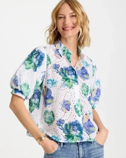 Floral Paisley Eyelet Blouse