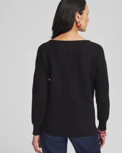 Floral Sequin Dolman Sleeve Sweater