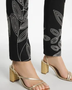 Floral Soutache Brigitte™ Slim Pull-On Ankle Pants