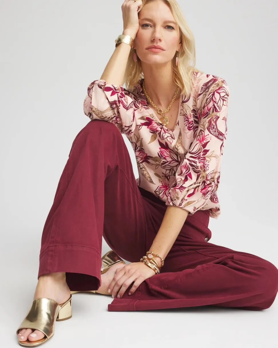 Floral Tuck Sleeve Tee