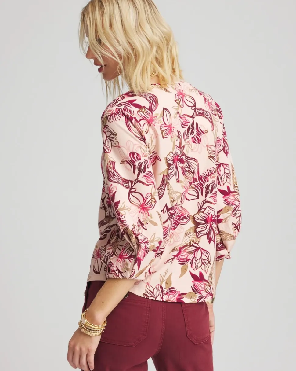 Floral Tuck Sleeve Tee