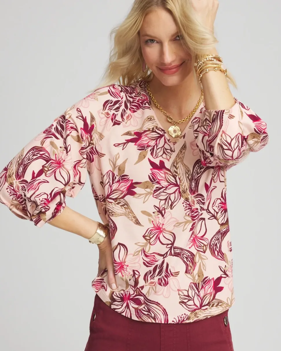 Floral Tuck Sleeve Tee