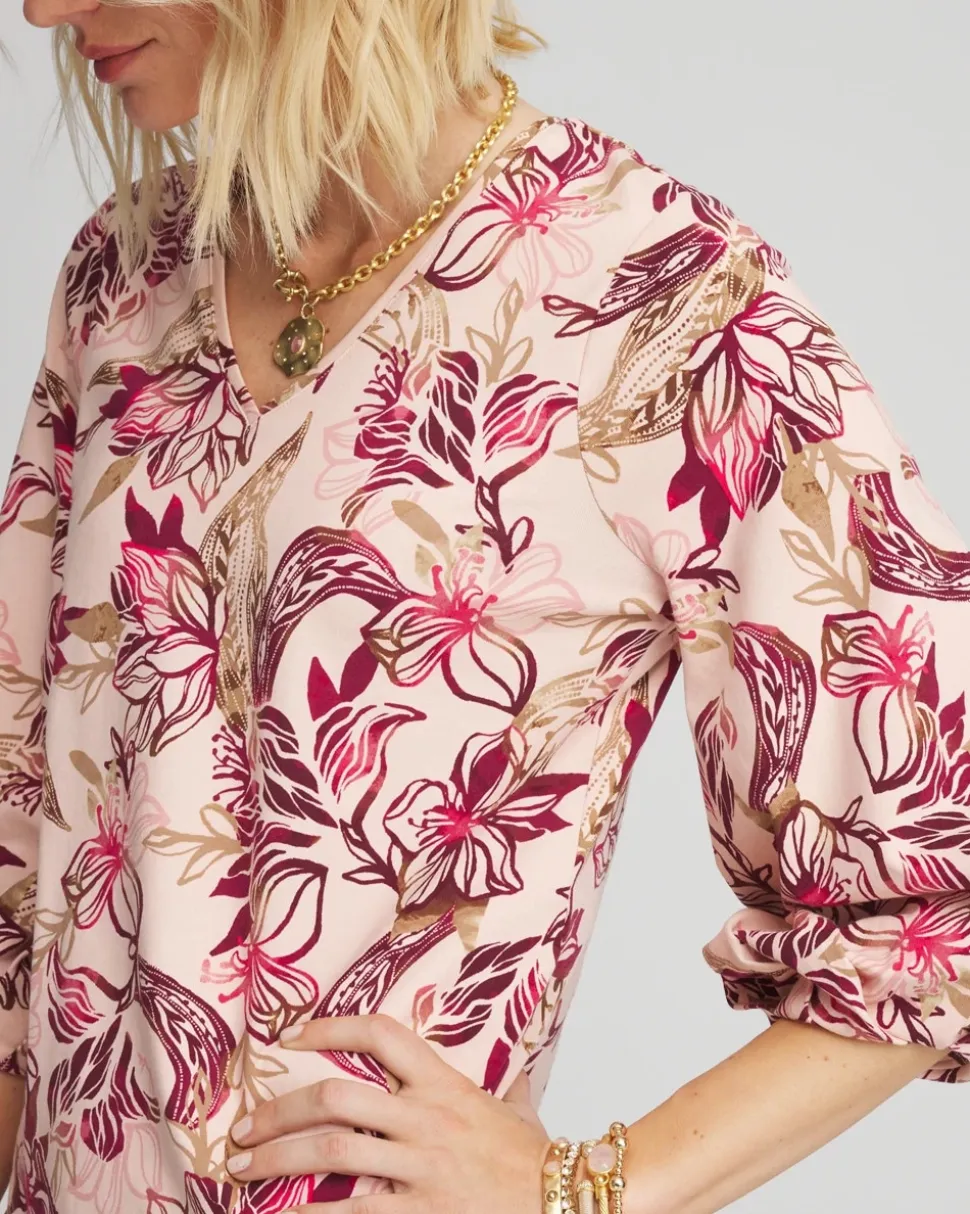 Floral Tuck Sleeve Tee