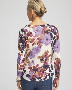 Floral V-Neck Pullover