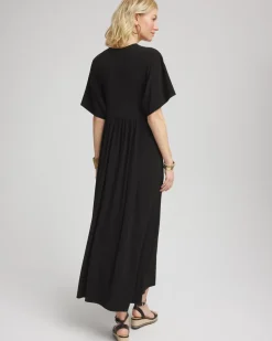 Flutter-Sleeved Jersey Maxi Dress