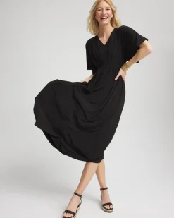 Flutter-Sleeved Jersey Maxi Dress