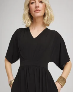 Flutter-Sleeved Jersey Maxi Dress