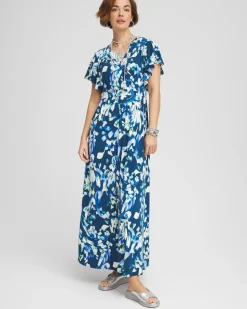 Flutter Sleeved Jersey Maxi Dress