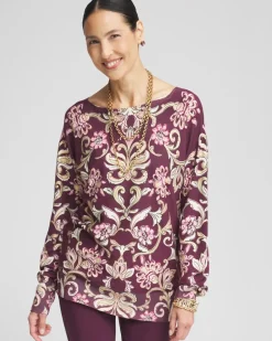 Foil Dolman-Sleeve Sweater