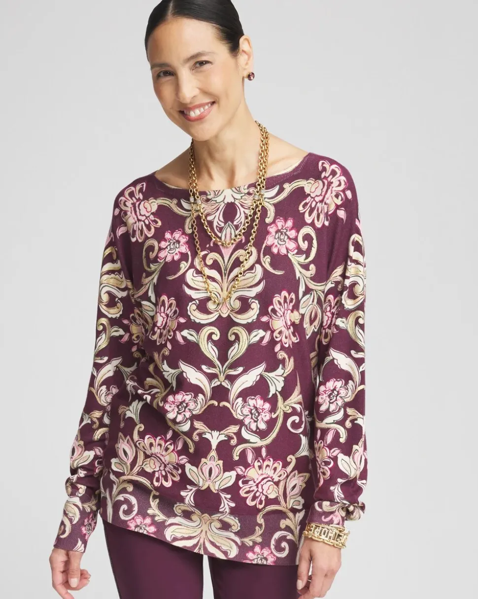 Foil Dolman-Sleeve Sweater
