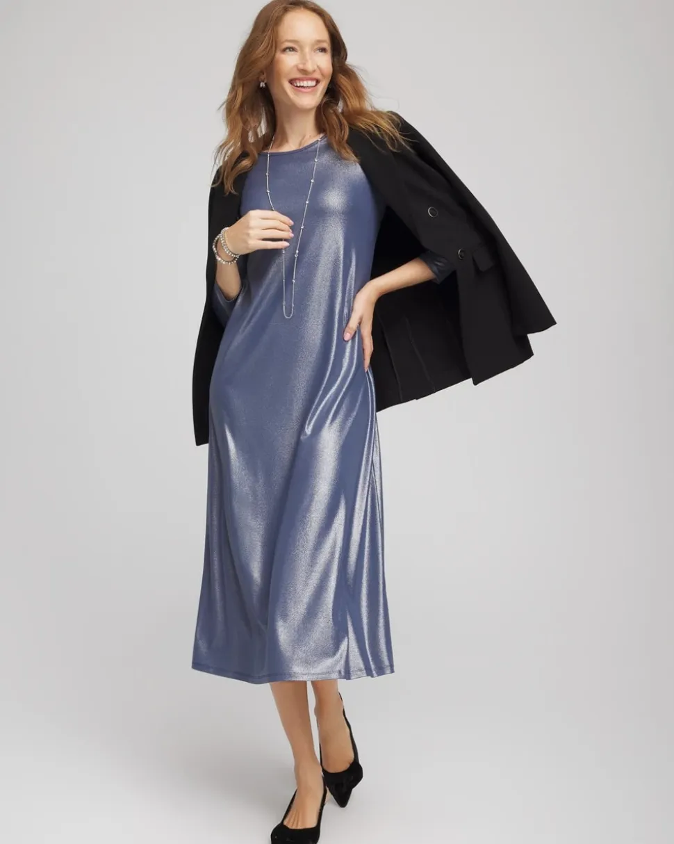 Foiled Jersey Knit Maxi Dress