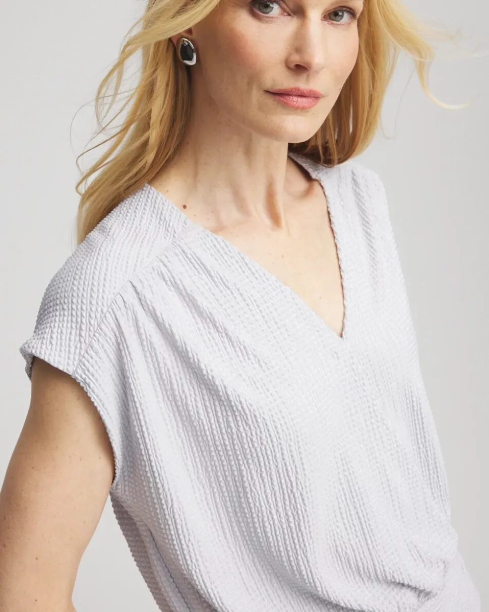 Foiled Knit Banded Bottom Top