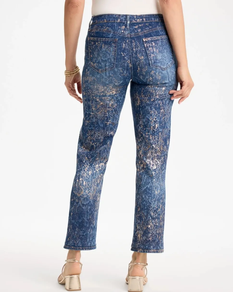 Foiled Snake Girlfriend Straight Ankle Jeans