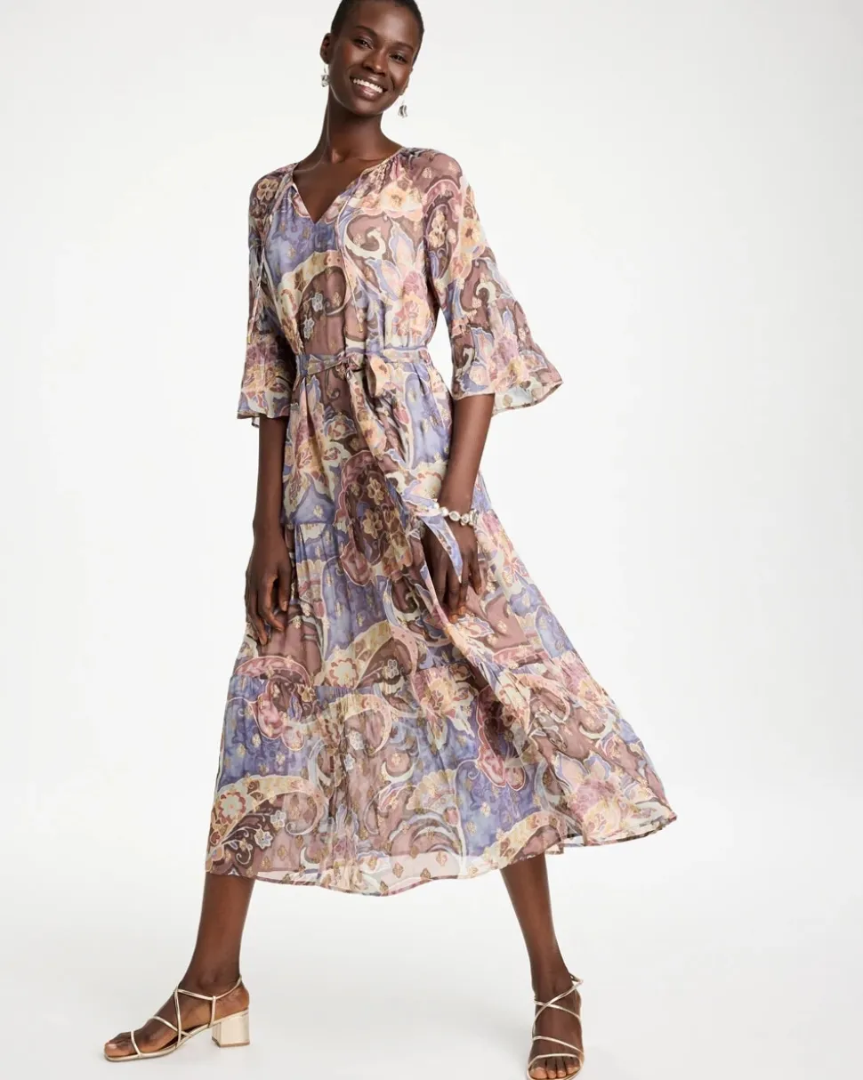 Foiled Woven Pleated Dress