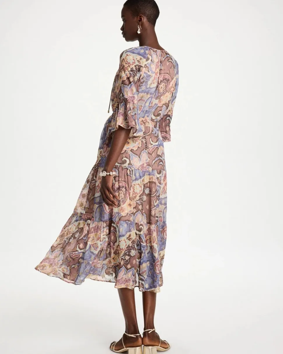 Foiled Woven Pleated Dress