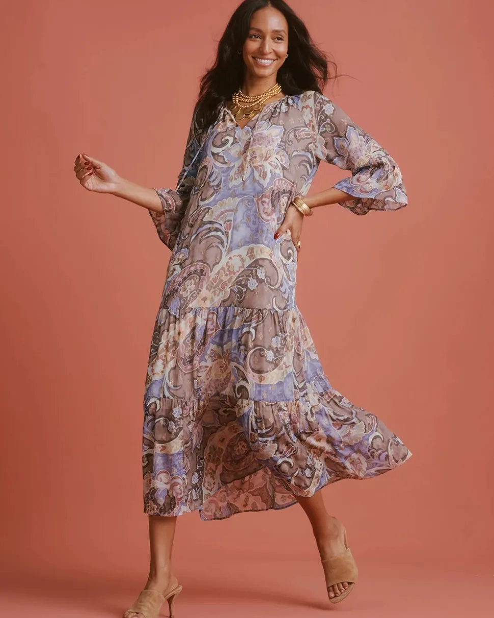 Foiled Woven Pleated Dress