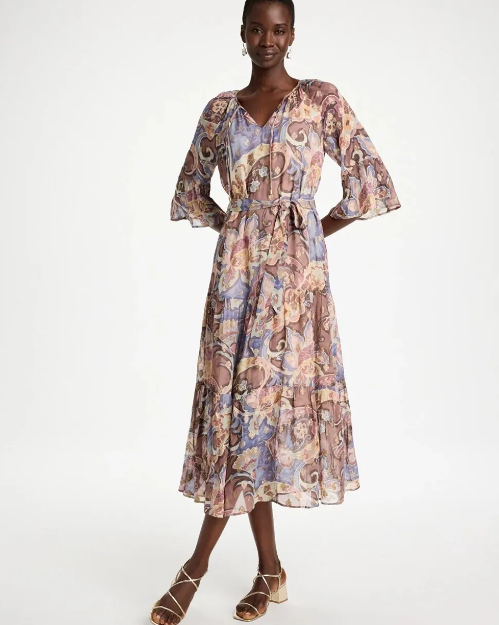 Foiled Woven Pleated Dress