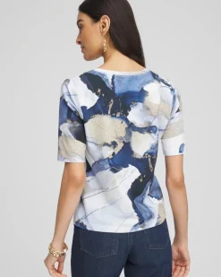 Foil Ocean V-Neck Elbow Sleeve Tee